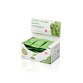 A KaLOHAS display box open on a pale background, showing individually sealed 2 g sachets of organic kale powder